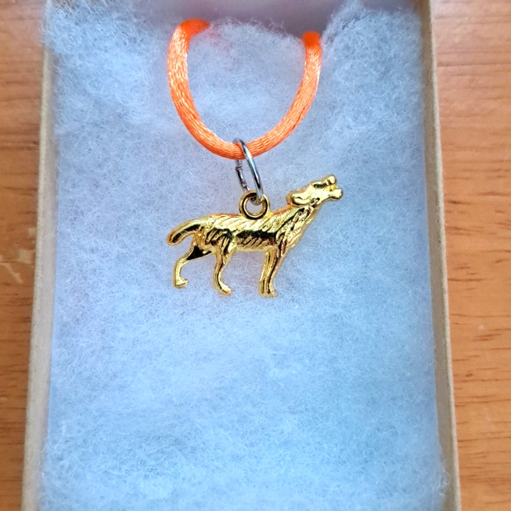 Gold Howling Wolf Necklace